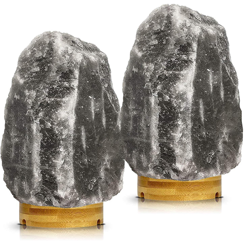 Set of 2 Large Handmade Himalayan Grey Salt Lamps (5-8 lbs)