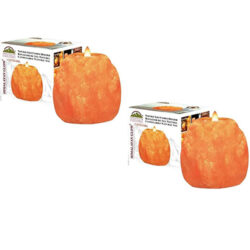 Himalayan Glow Hand-Carved Himalayan Salt Candle Holders – 2 Pack