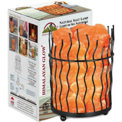 Himalayan Glow Pillar Style Salt Basket Lamp with Pink Salt Chunks